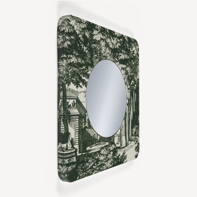 Shop Fornasetti Frame With Flat Mirror Giardino Settecentesco In Green/ivory