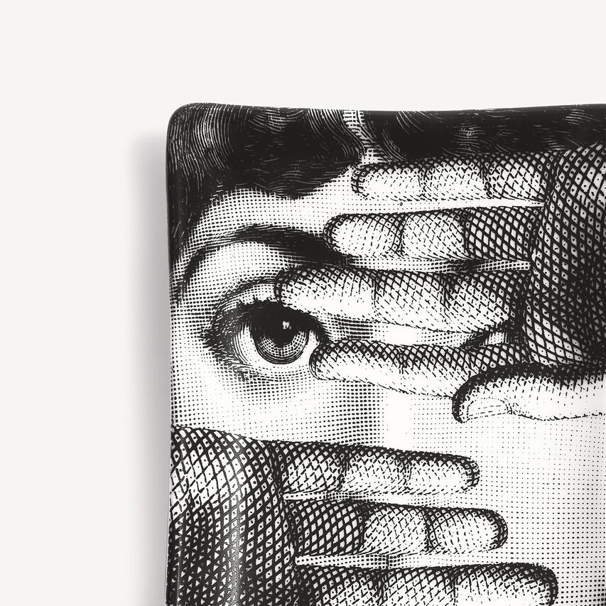 FORNASETTI Rectangular ashtray Tema e Variazioni n.154 White/Black P37X154FOR24BIA