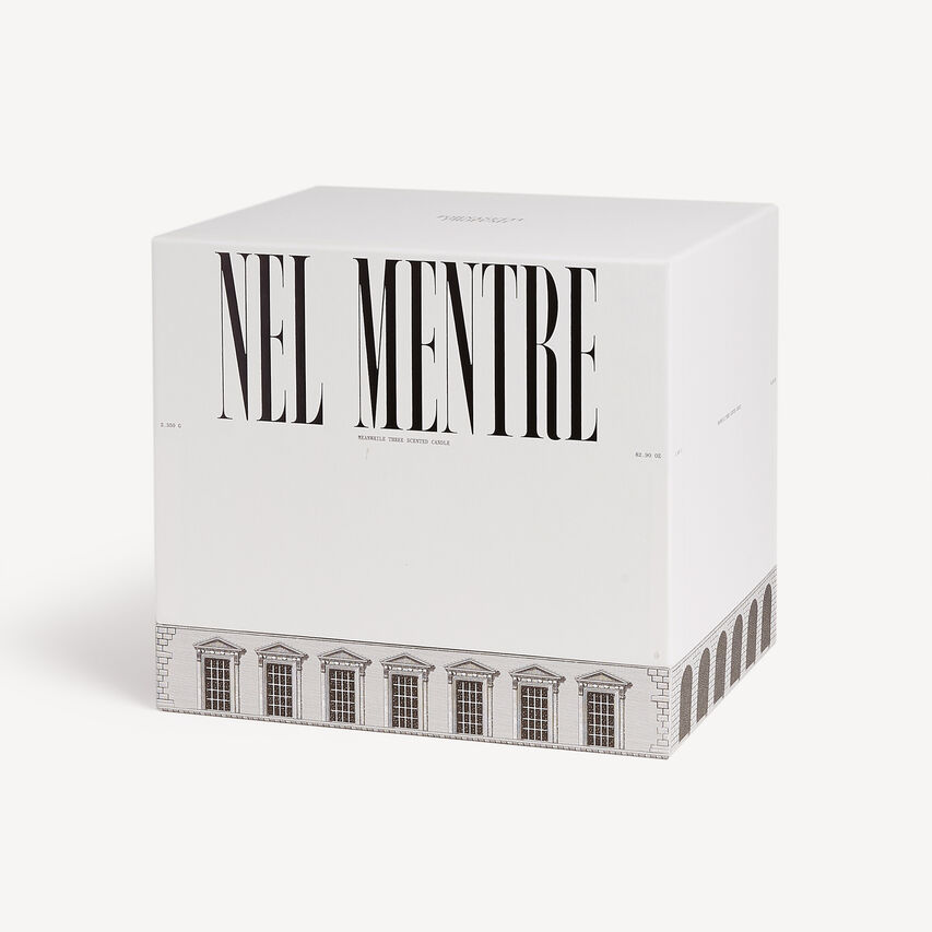 FORNASETTI NEL MENTRE Set of three scented Candles - Architettura Décor - Immaginazione Fragrance White/Black FPTRI419IMFOR22BIA