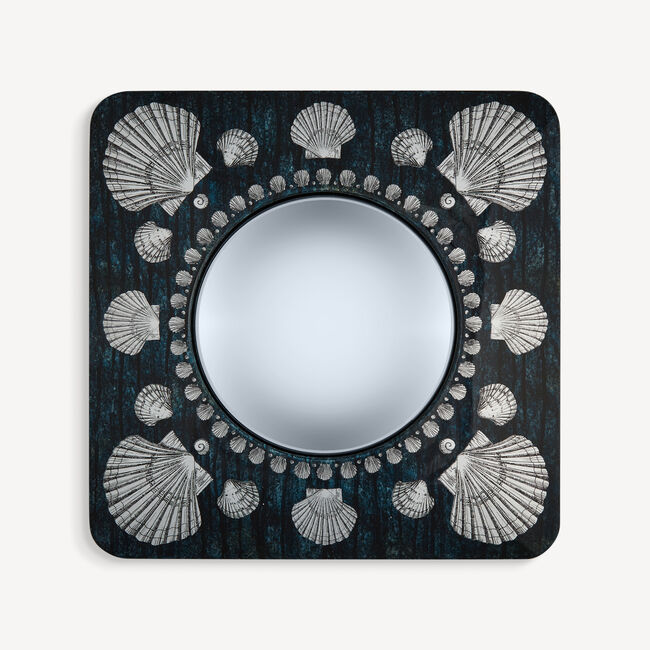 Fornasetti Frame With Convex Mirror Giro Di Conchiglie In Metallic
