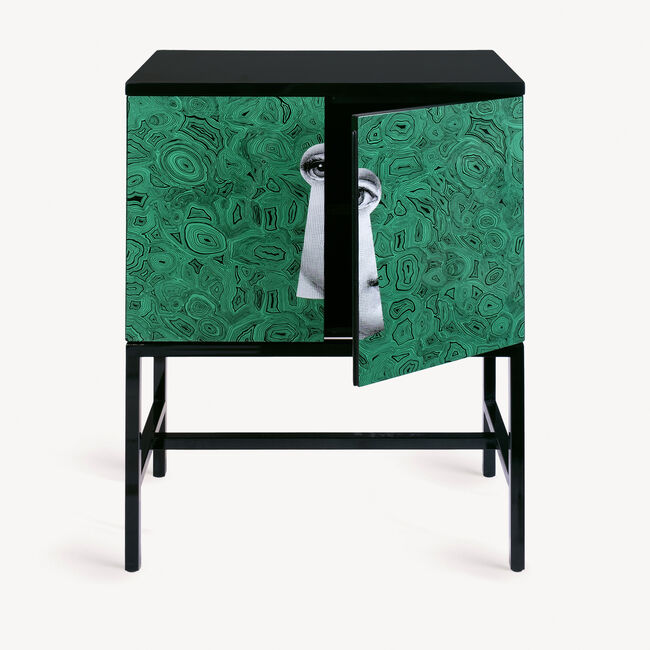 Shop Fornasetti Raised Small Sideboard Serratura Su Malachite In Green/white/black