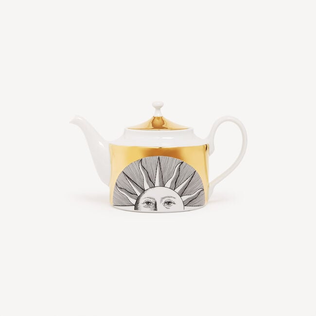 Shop Fornasetti Teapot Soli In White/black/gold