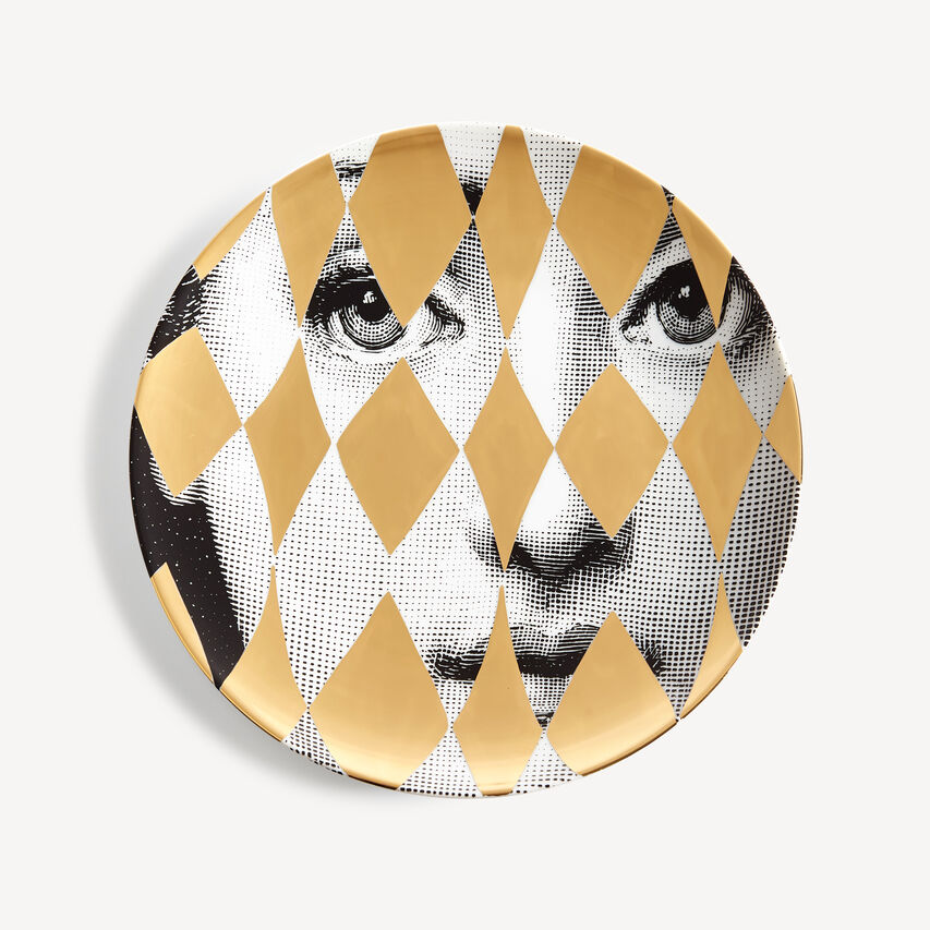 FORNASETTI Wall plate Tema e Variazioni n.368 White/Black/Gold PTVZ368FOR21ORO