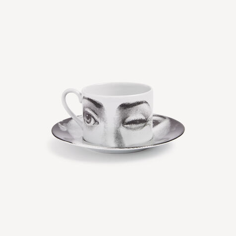 FORNASETTI Tea cup Tema e Variazioni L'antipatico White/Black P39X304FOR21BIA