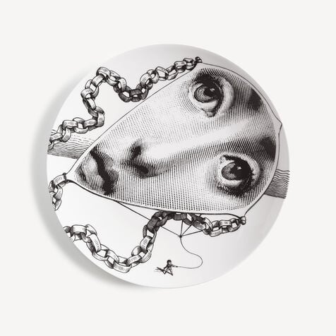 FORNASETTI Wall plate Tema e Variazioni n.289 White/Black PTV289XFOR21BIA