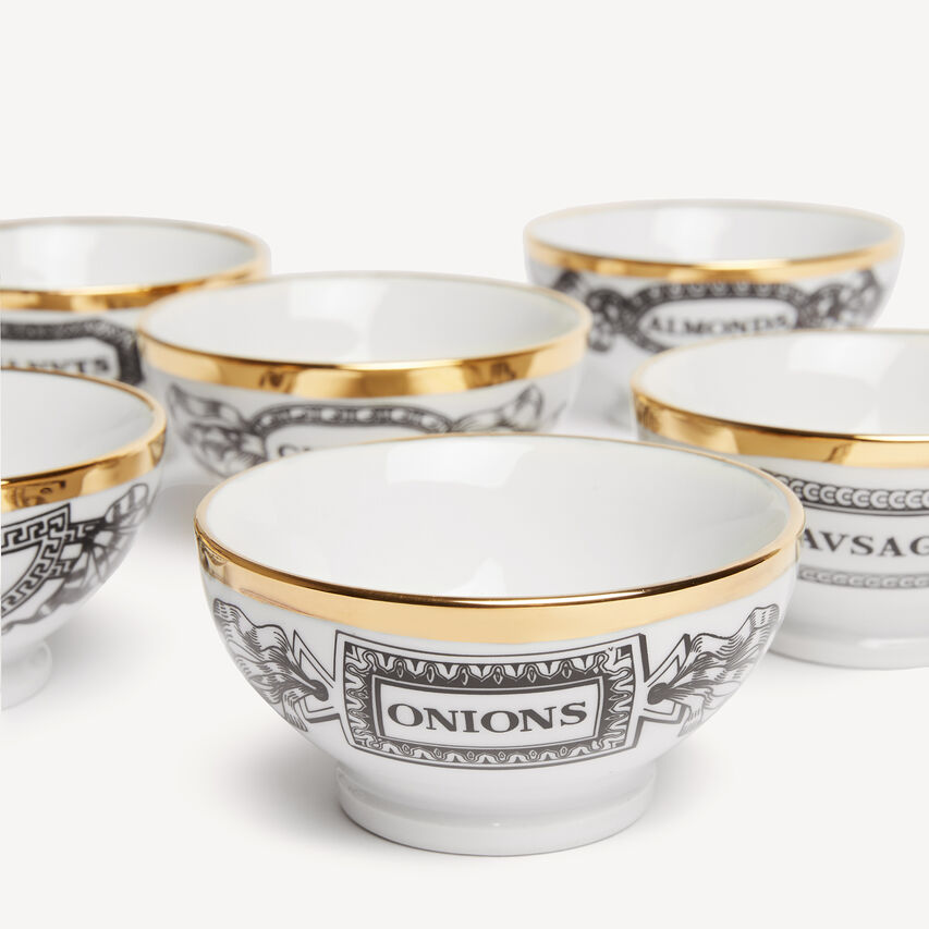 FORNASETTI Set 6 appetizer bowls Appetizers White/Black/Gold P51Z001FOR21ORO