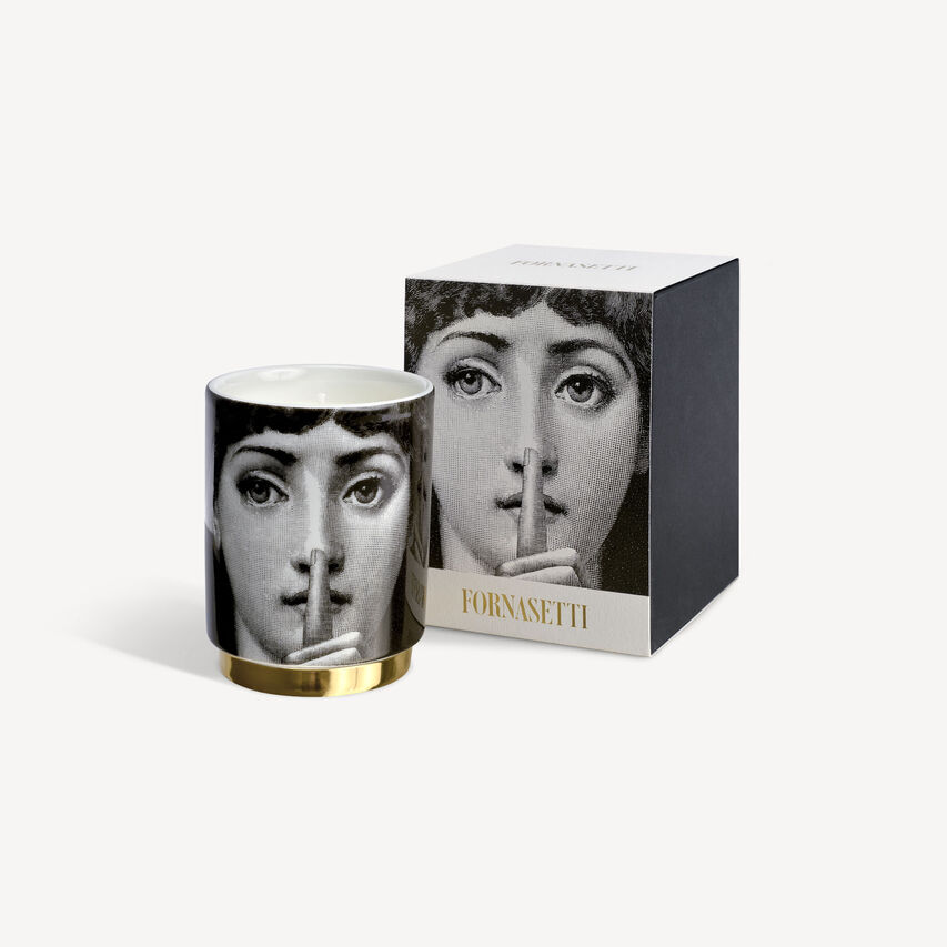 FORNASETTI Scented candle Silenzio - Fragrance Immaginazione White/Black/Gold FPXS334FOR25BIA