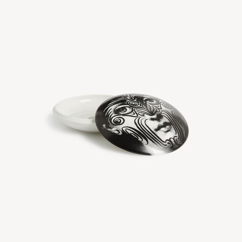 FORNASETTI Round box Tema e Variazioni n.9 White/Black P30X007FOR22BIA
