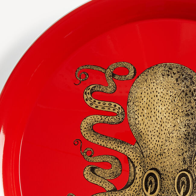 Shop Fornasetti Tray Polipo Gold In Gold/red