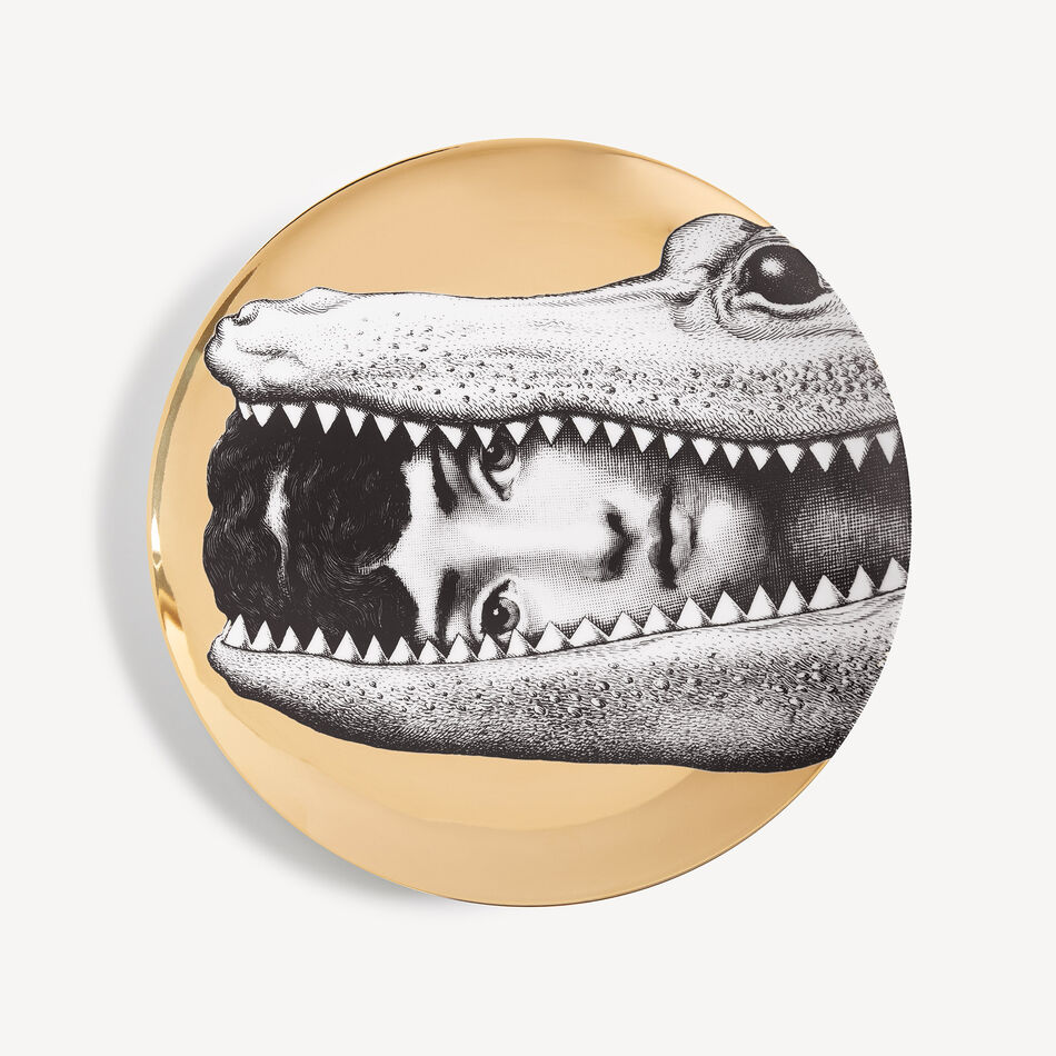 FORNASETTI Wall plate Tema e Variazioni n.233 White/Black/Gold PTVZ233FOR21ORO