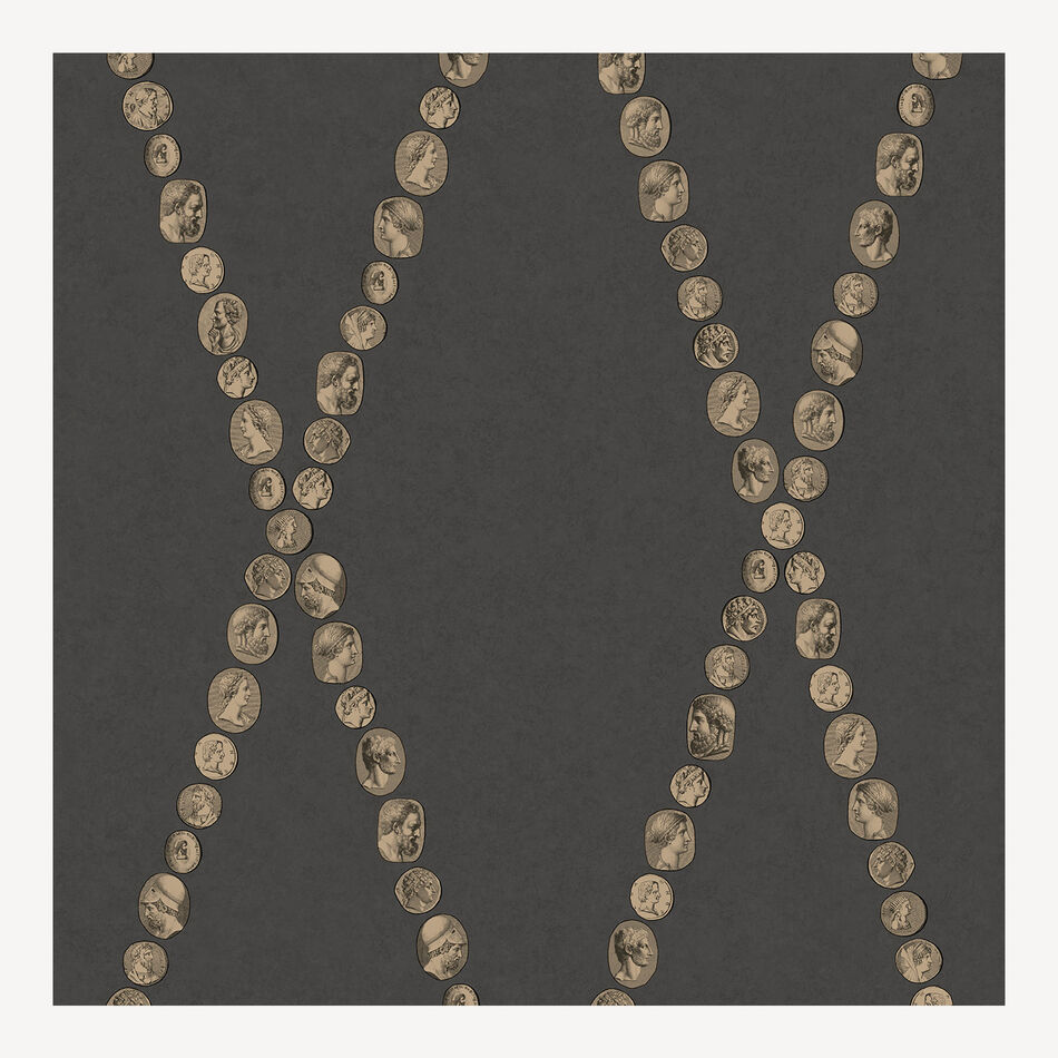 FORNASETTI Wallpaper Cammei Gold on Charcoal CAMMEIFOR23MAR