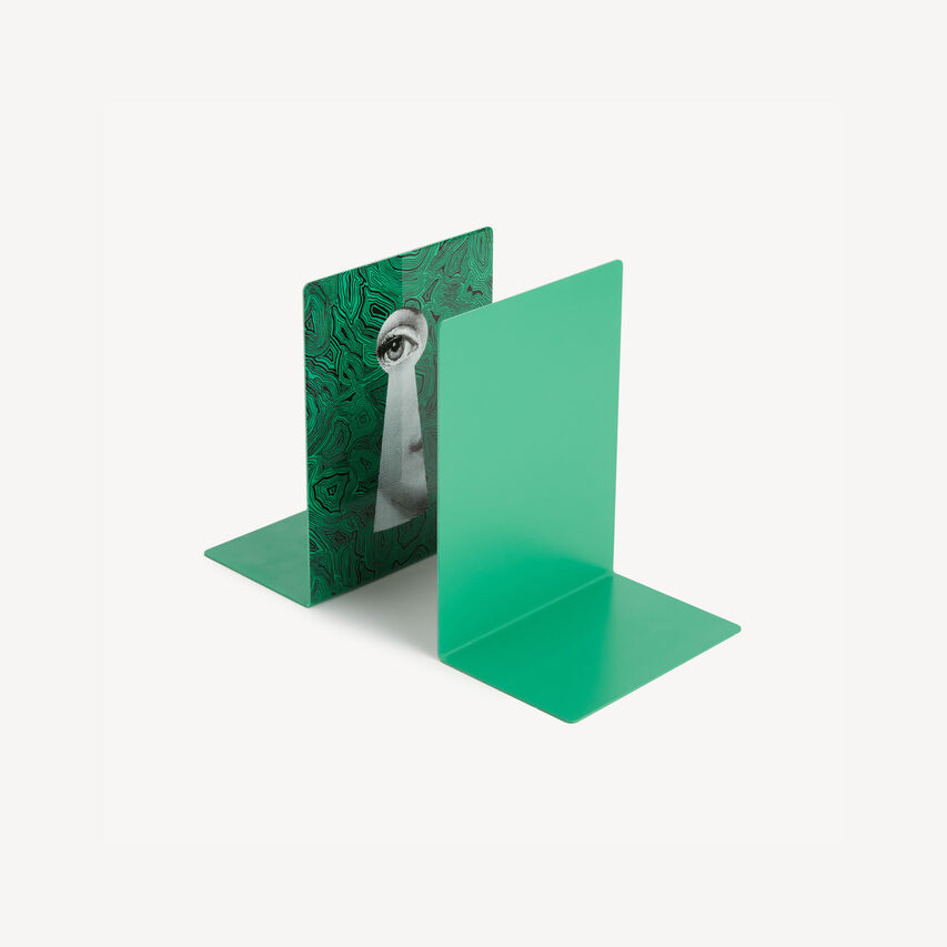 FORNASETTI Bookends Serratura su Malachite Green/White/Black C17Y104FOR24VER