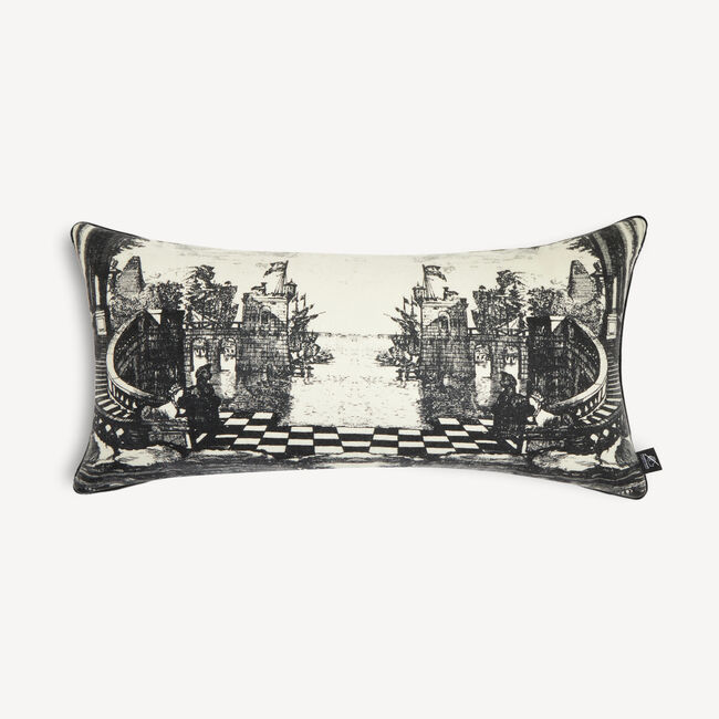Fornasetti Cashmere Cushion Giardino Settecentesco In Gray