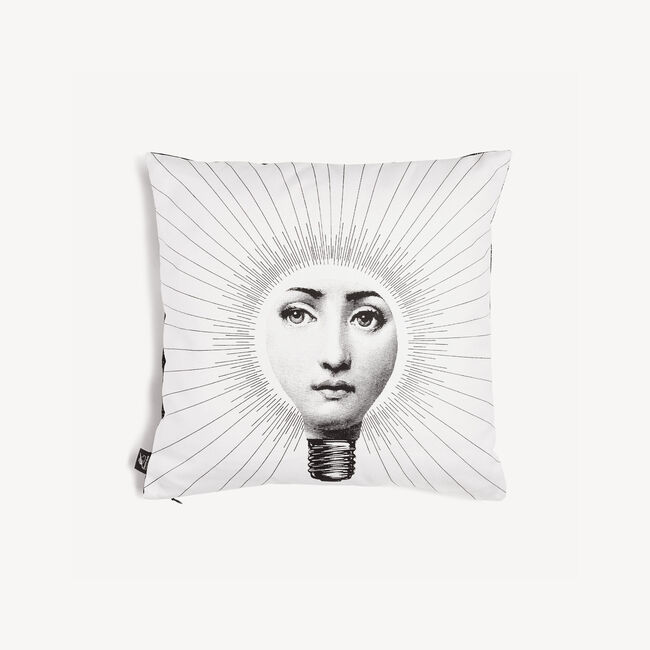 Shop Fornasetti Cushion Abbaglio In White/black