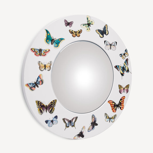 Shop Fornasetti Frame With Convex Mirror Farfalle In Multicolour