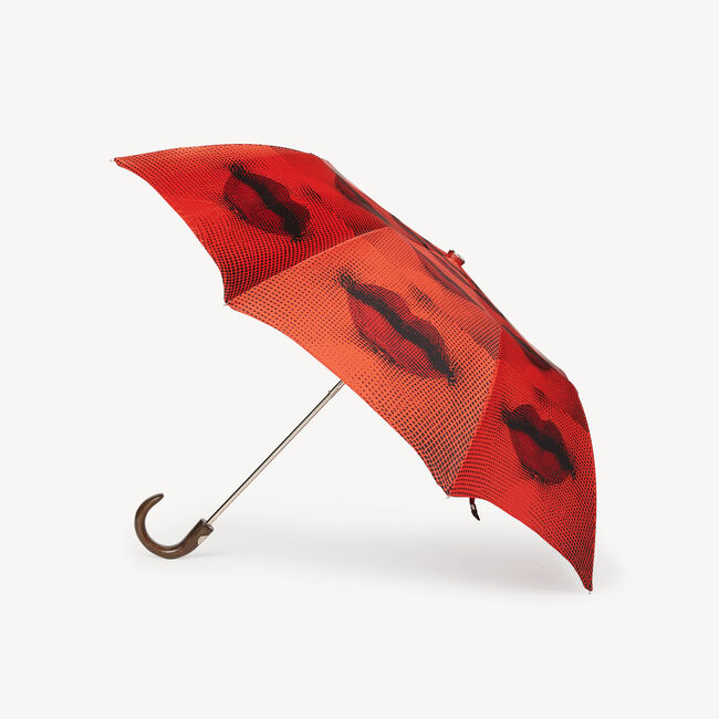 Fornasetti Folding Umbrella Bocche In Red