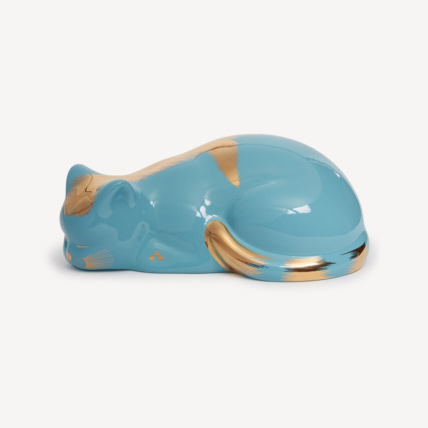 FORNASETTI Cat Striato Gold/Turquoise P40Z403FOR20TUR