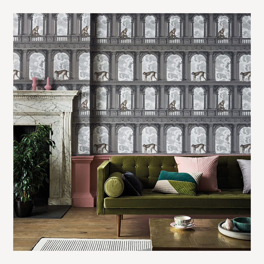 FORNASETTI Wallpaper Procuratie con Vista Soot/Snow PROCURATFOR22GRI