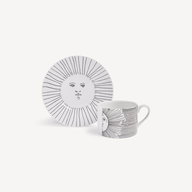 Shop Fornasetti Tea Cup Solitario In White/black