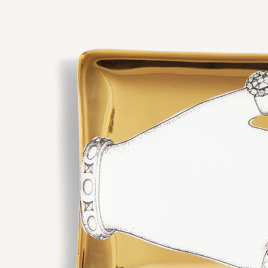 FORNASETTI Ashtray Mano con Anelli White/Black/Gold P37Z460FOR21ORO