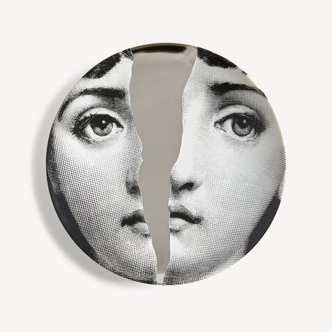 FORNASETTI Wall plate Tema e Variazioni n.10 White/Black/Platinum PTVW010FOR21PLA