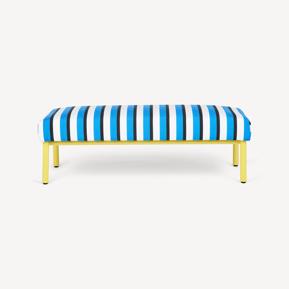 FORNASETTI Outdoor Bench Rigato Turquoise/White/Yellow PAN395MGEFOR22TUR
