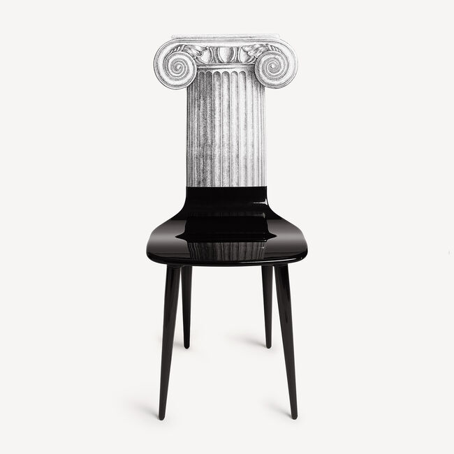 Fornasetti Chair Capitello Jonico In White/black