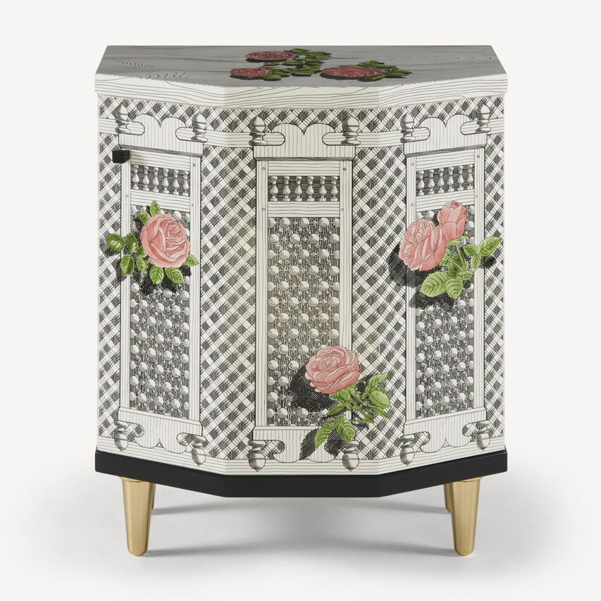 FORNASETTI Night stand polyhedric Musciarabia con rose Multicolour M48Y044POFOR23ROS