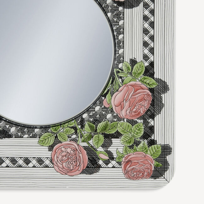 Shop Fornasetti Frame With Flat Mirror Musciarabia Con Rose In Multicolour