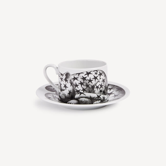 Shop Fornasetti Tea Cup High Fidelity Stellato In White/black
