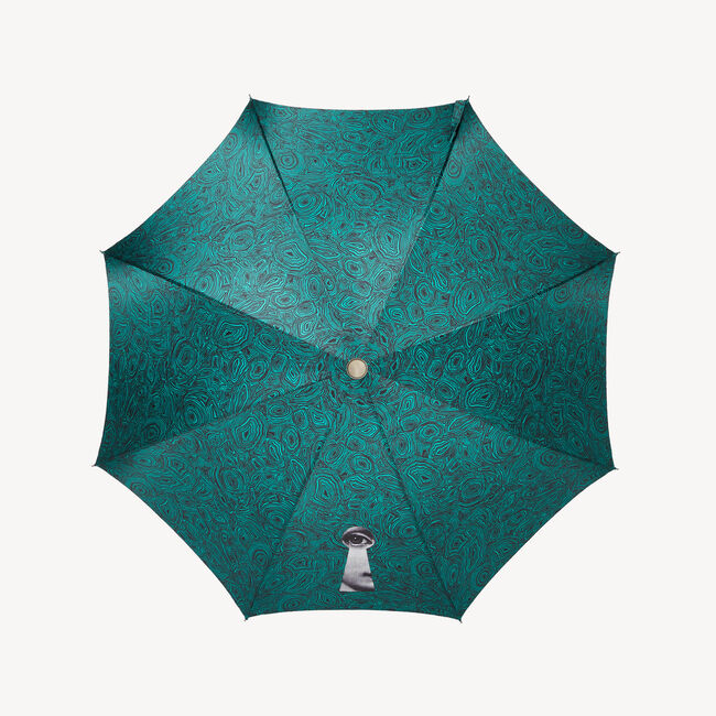 Shop Fornasetti Folding Umbrella Serratura Su Malachite In Green/black