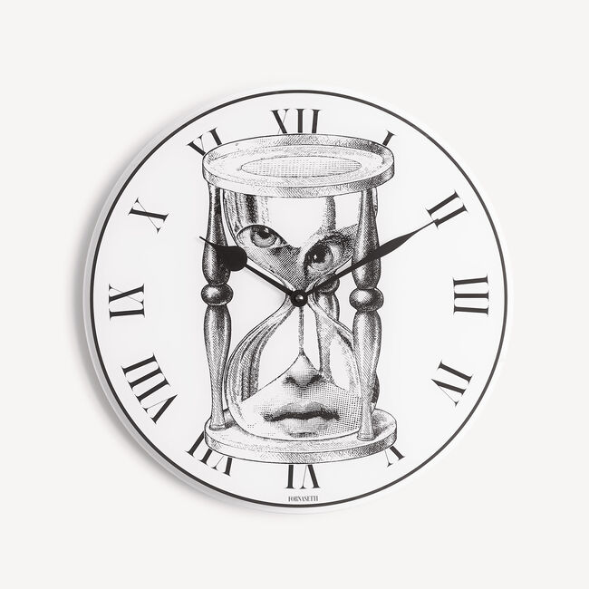 Shop Fornasetti Wall Clock Tema E Variazioni N.184 In White/black