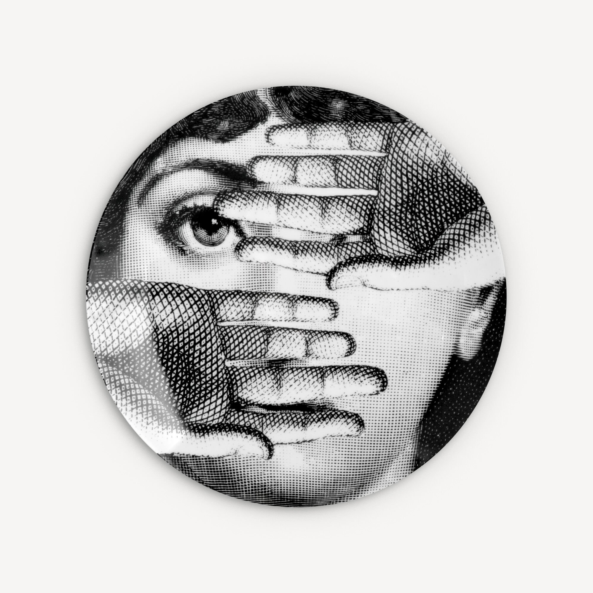 Fornasetti Tema E Variazioni N. 154 Hands Over Face Wall Plate In 