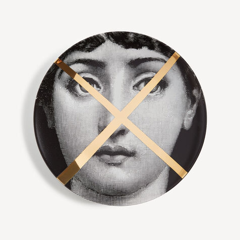 FORNASETTI Wall plate Tema e Variazioni n.30 White/Black/Gold PTVZ030FOR21ORO
