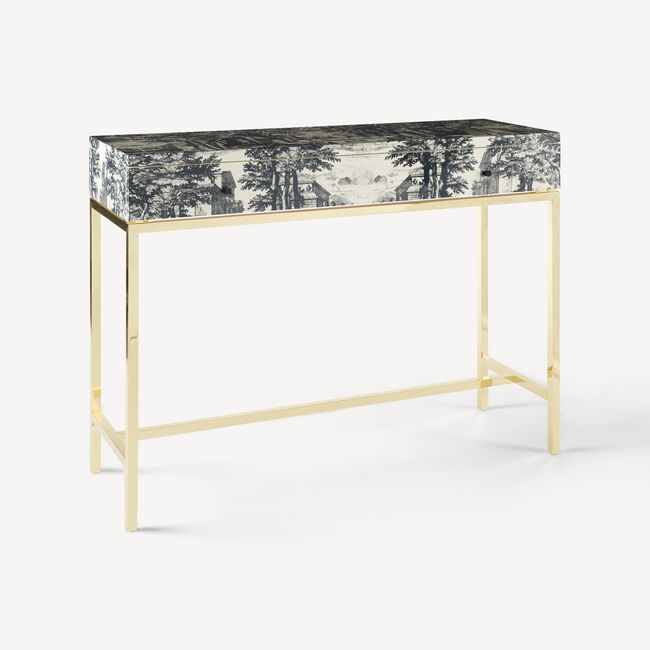 Shop Fornasetti Console With Drawer Giardino Settecentesco In Blue/ivory