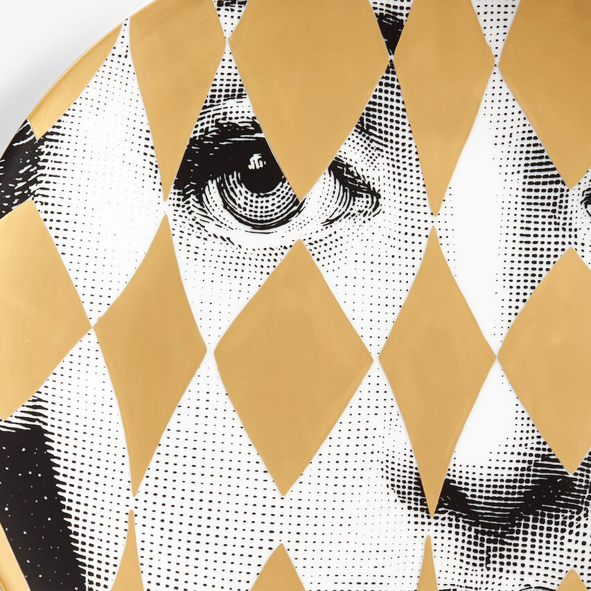 FORNASETTI Wall plate Tema e Variazioni n.368 White/Black/Gold PTVZ368FOR21ORO