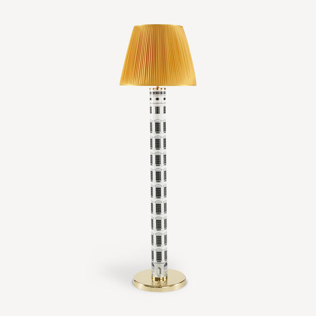 Fornasetti Conical Lampshade In Pleated Fabric In Yellow