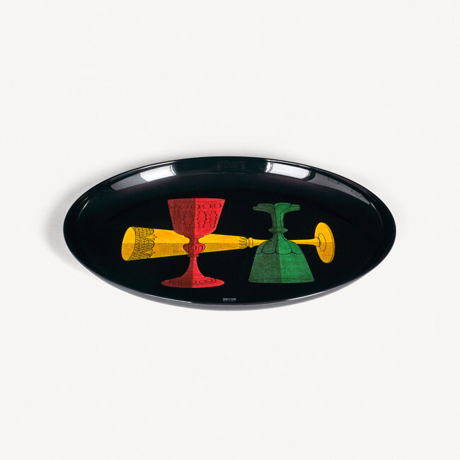 Shop Fornasetti Oval Tray Bicchieri In Multicolour