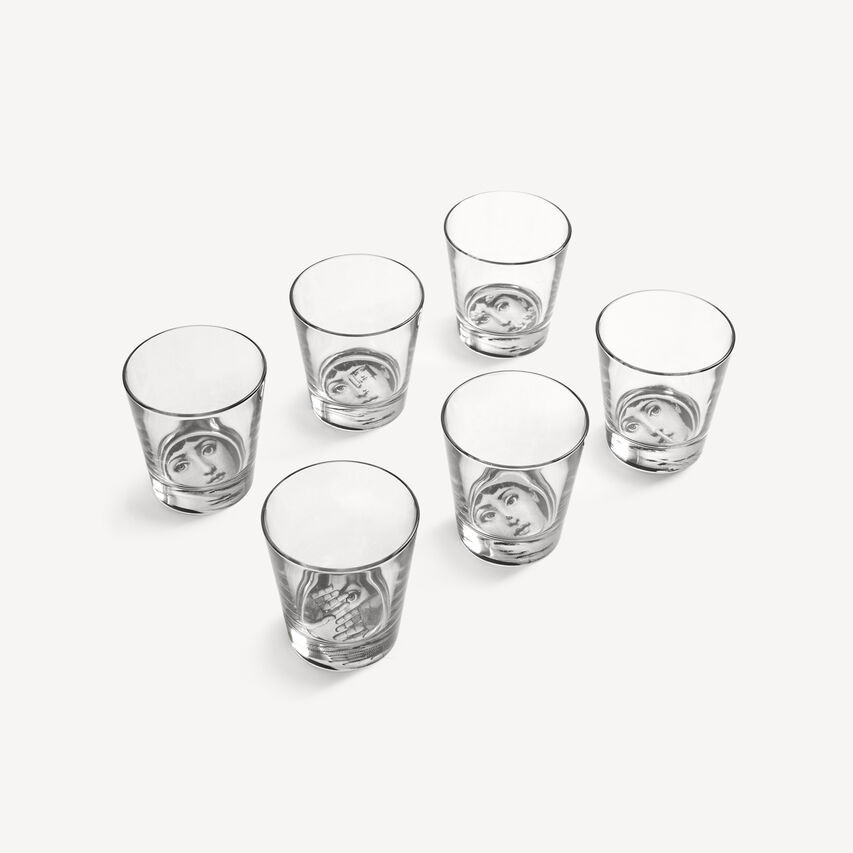 FORNASETTI Set 6 glasses Tema e Variazioni Black G40X408FOR24NER