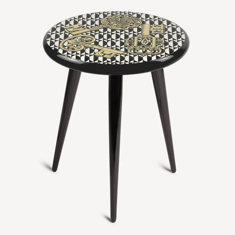 FORNASETTI Stool Chiavi e Losanghe White/Black/Gold M29Z155FOR21BIA