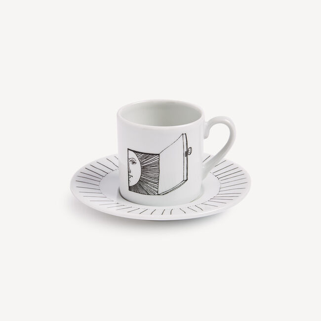 Shop Fornasetti Coffee Cup Solitario In White/black