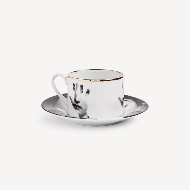 Shop Fornasetti Tea Cup Tema E Variazioni Mano In White/black/gold