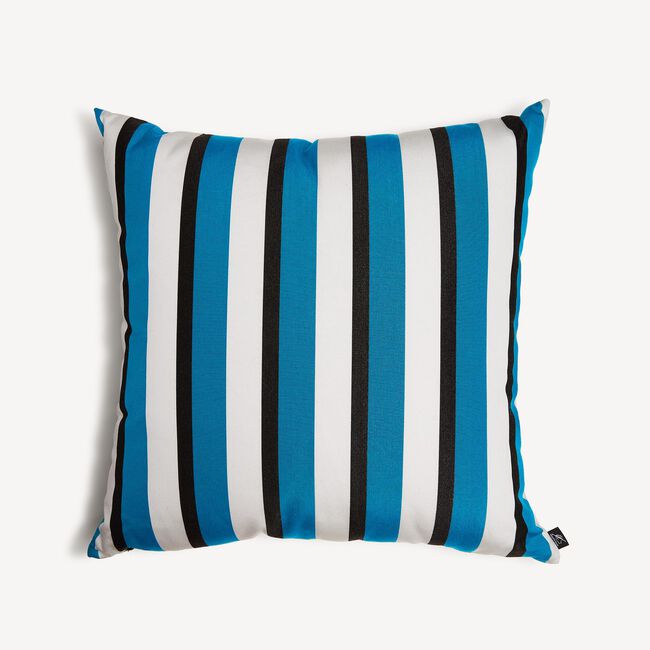 Fornasetti Outdoor Cushion Rigato In Turquoise/white/black