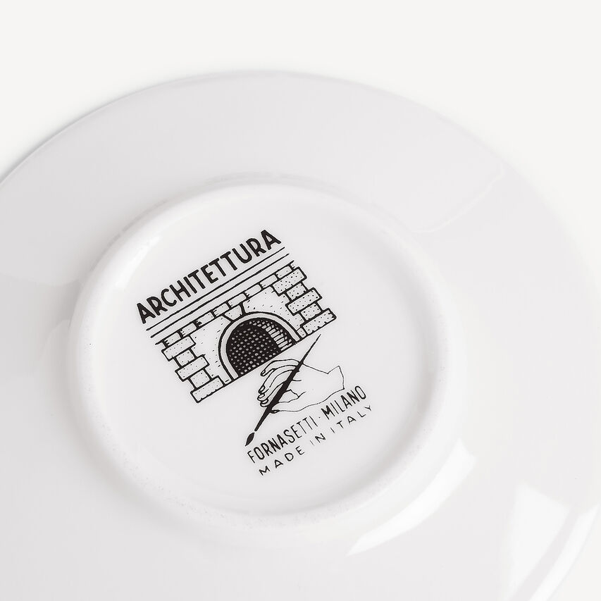 FORNASETTI Set 6 coffee cups Architettura White/Black P15X441FOR21BIA