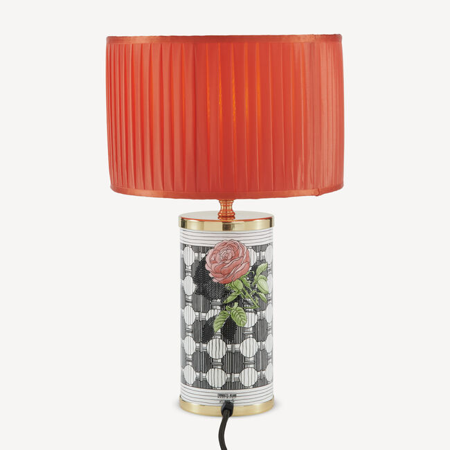Shop Fornasetti Cylindrical Lampshade In Pleated Fabric In Rosso