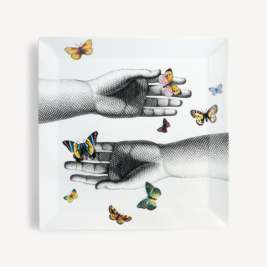 FORNASETTI Mani e Farfalle square tray Multicolour P43Y014FOR24MUL