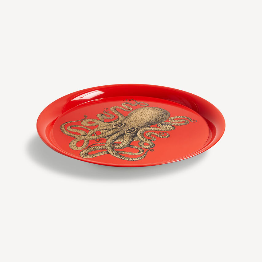 FORNASETTI Tray Polipo gold Gold/Red C32Z010FOR21ROS