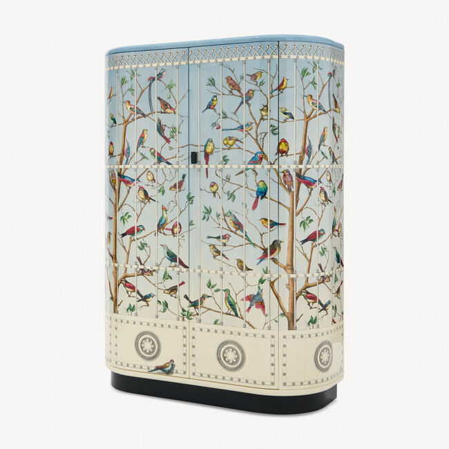 Shop Fornasetti Curved Cabinet Uccelli In Multicolour