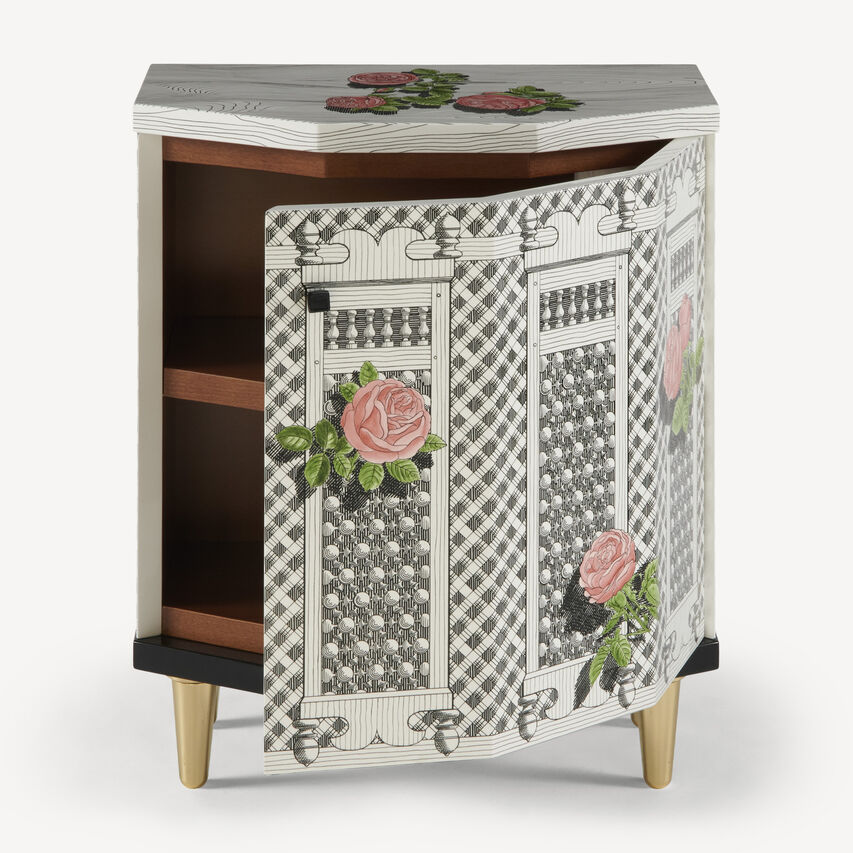 FORNASETTI Night stand polyhedric Musciarabia con rose Multicolour M48Y044POFOR23ROS