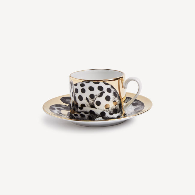 Shop Fornasetti Tea Cup High Fidelity Pois In White/black/gold